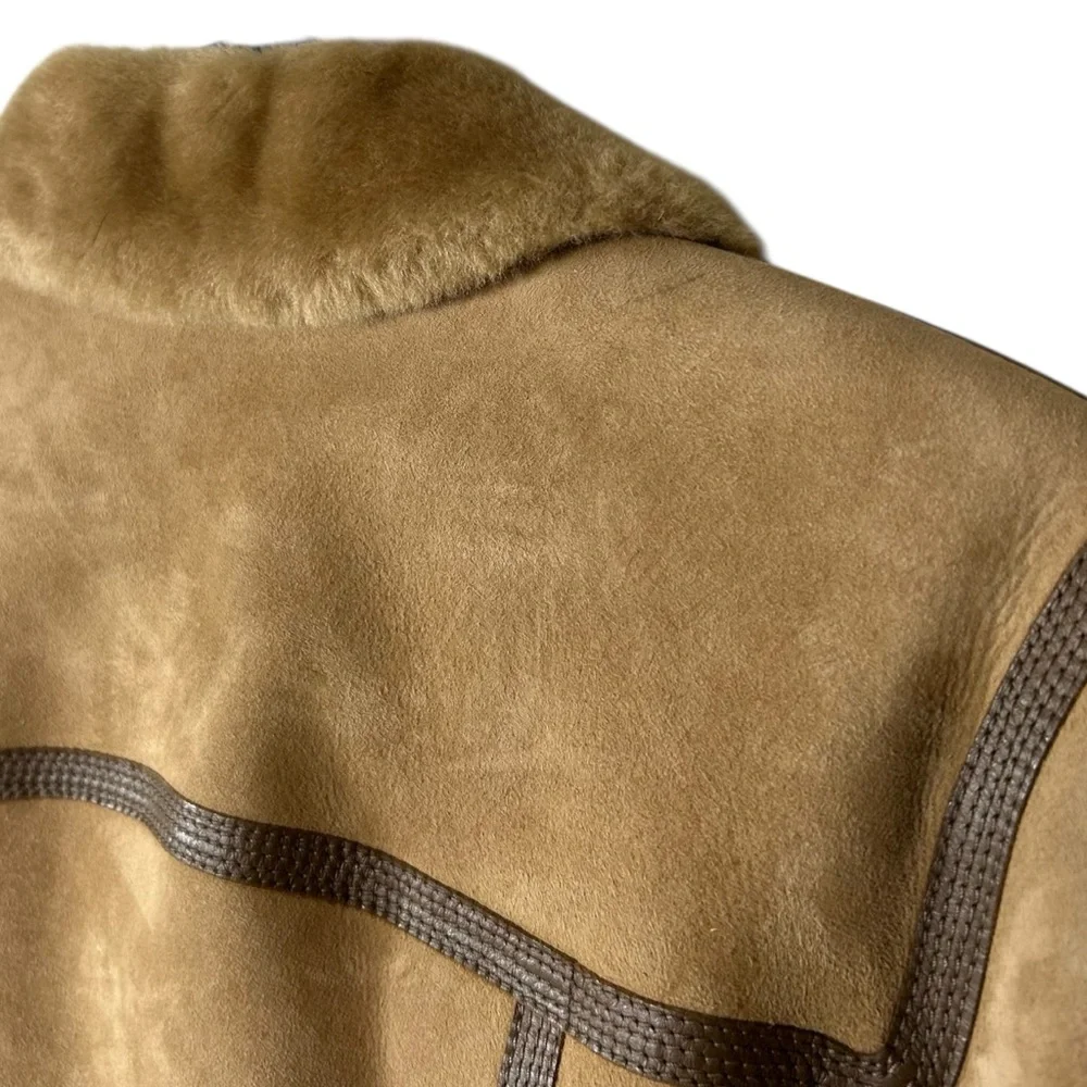 Louis Vuitton Shearling Suede Mouton Jacket Lamb Fur IT 36